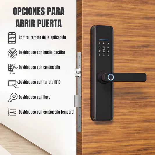Cerradura Inteligente Con huella, pin, wifi, llave y tarjeta
