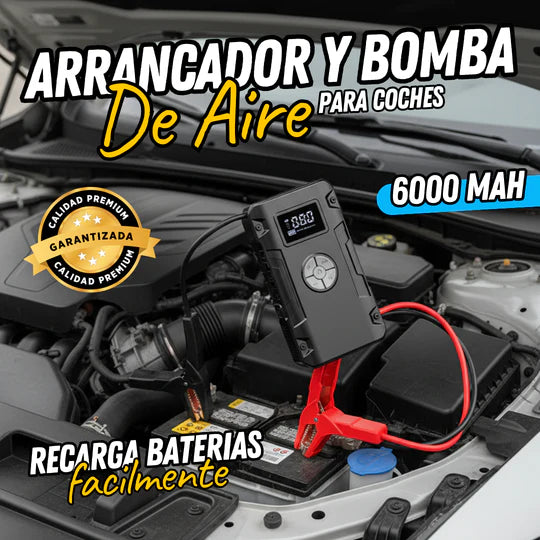 Arrancador de Coches con Arranque de Emergencia, Inflado de Neumáticos, Pantalla de Presión de Neumáticos e Iluminación