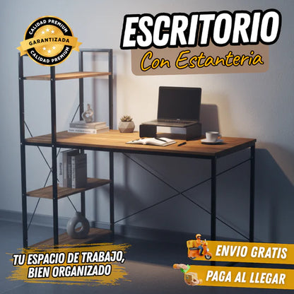 Escritorio con Estanterías de Madera