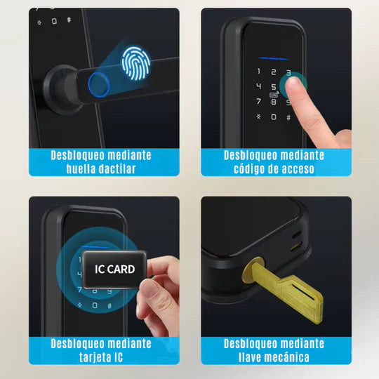 Cerradura Inteligente Con huella, pin, wifi, llave y tarjeta