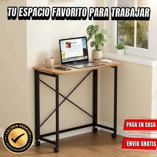 Escritorio Móvil Plegable Madera & Metal PREMIUM