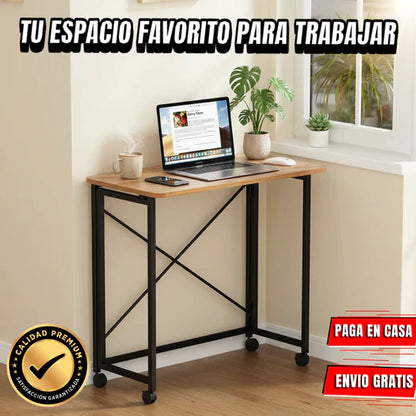 Escritorio Móvil Plegable Madera & Metal PREMIUM