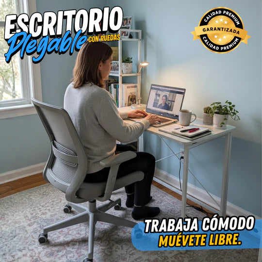 Escritorio Móvil Plegable Madera & Metal PREMIUM